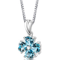 Sterling Silver 2.00 Carats Heart Shape Swiss Blue Topaz Pendant Style SP8720