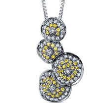 Sterling Silver Black Rhodium Plated Bubble Sterling Silver Pendant With Yellow CZ Style SP8826