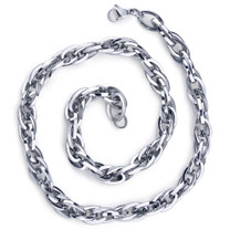 Dangerous Elegance: Unisex Stainless Interlocked Oval Link 20 Inch Chain Necklace Style SN8868