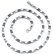Suave and Stylish: Mens Stainless Steel and Ceramic Rivet Link 20 Inch Chain Necklace Style SN8874