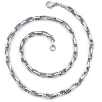 Sleek and Bold: Unisex Stainless Steel Interlocked Rectangular Link 20 Inch Chain Necklace Style SN8876
