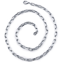 Timeless Style: Unisex Stainless Steel Unique Rectangular Link 20 Inch Chain Necklace Style SN8916