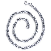 Debonair Flair: Mens Stainless Steel Interlocked Rectangular Link 20 Inch Chain Necklace Style SN8926
