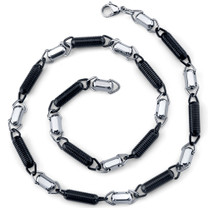 Urban Posh: Mens Unique Stainless Steel Black Coiled Link 20 Inch Chain Necklace Style SN8932