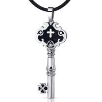 Magical Luxury: Unisex Stainless Steel Medieval Cross Key Pendant Style SN8962
