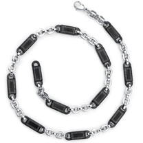 Timeless Treasure: Unisex Stainless Steel and Ceramic Greek Key Design Chain Necklace Style SN8984