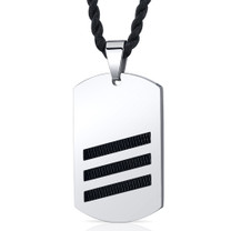 Cosmopolitan Chic: Unisex Stainless Steel Dog Tag Pendant with Black Steel Inlay Style SN8986