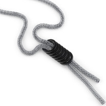 Cascading Circles Black and Silver Dual Tone Stainless Steel Mesh 24 inch Necklace Style SN9006