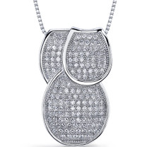 Flamboyant Overlapping Loops Of Dazzle Sterling Silver Micro Pave CZ Tri-Sectional Pendant Style SP9148