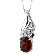 Graceful Angel 1.50 Carats Oval Shape Sterling Silver Garnet Pendant Style SP9162