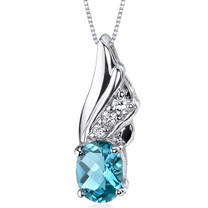 Graceful Angel 1.50 Carats Oval Shape Sterling Silver Swiss Blue Topaz Pendant Style SP9166