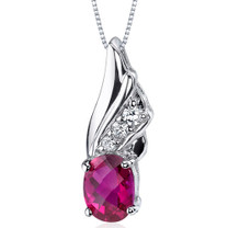 Graceful Angel 1.75 Carats Oval Shape Sterling Silver Ruby Pendant Style SP9170
