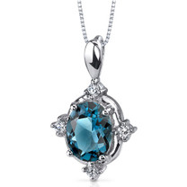 Stunning Classic 2.00 Carats Oval Shape Sterling Silver London Blue Topaz Pendant Style SP9204