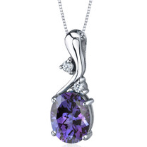 Illuminating Sophistication 3.50 Carats Oval Shape Sterling Silver Alexandrite Pendant Style SP9228