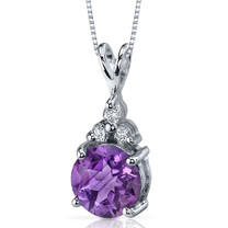 Refined Class 1.75 Carats Round Shape Sterling Silver Amethyst Pendant Style SP9266