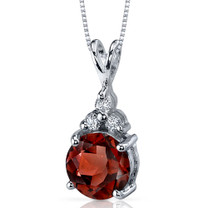 Refined Class 2.50 Carats Round Shape Sterling Silver Garnet Pendant Style SP9268