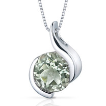 Stunning Sophistication 1.75 Carats Round Shape Sterling Silver Green Amethyst Pendant Style SP9484