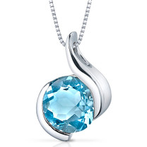 Stunning Sophistication 2.25 Carats Round Shape Sterling Silver Swiss Blue Topaz Pendant Style SP9486
