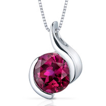 Stunning Sophistication 2.75 Carats Round Shape Sterling Silver Ruby Pendant Style SP9490