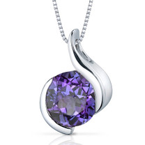 Stunning Sophistication 2.50 Carats Round Shape Sterling Silver Alexandrite Pendant Style SP9496