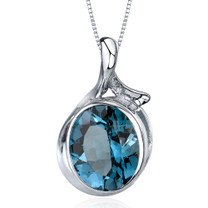 Boldly Colorful 5.00 Carats Oval Cut Sterling Silver London Blue Topaz Pendant Style SP9578