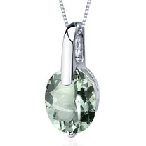 Stunning Class 2.25 Carats Oval Cut Sterling Silver Green Amethyst Pendant Style SP9590