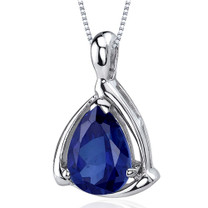 Enchanting Elegance 2.50 Carats Pear Shape Sterling Silver Blue Sapphire Pendant Style SP9718