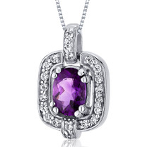 Dazzling Opulence 0.75 Carats Oval Cut Sterling Silver Amethyst Pendant Style SP10022