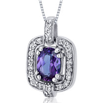 Dazzling Opulence 1.00 Carats Oval Cut Sterling Silver Alexandrite Pendant Style SP10038
