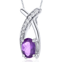 Lucid Elegance 0.75 Carats Oval Cut Sterling Silver Amethyst Pendant Style SP10040