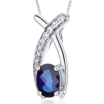 Lucid Elegance 1.00 Carats Oval Cut Sterling Silver Blue Sapphire Pendant Style SP10052