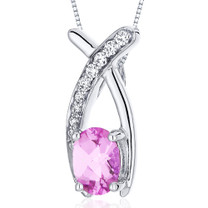 Lucid Elegance 1.00 Carats Oval Cut Sterling Silver Pink Sapphire Pendant Style SP10054
