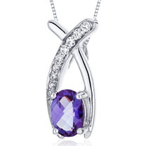 Lucid Elegance 1.00 Carats Oval Cut Sterling Silver Alexandrite Pendant Style SP10056