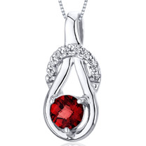Elegant Glamour 0.50 Carats Round Cut Sterling Silver Garnet Pendant Style SP10078
