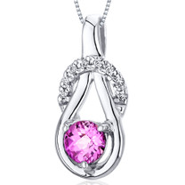 Elegant Glamour 0.75 Carats Round Cut Sterling Silver Pink Sapphire Pendant Style SP10090
