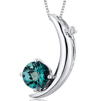 Crescent Moon Design 1.00 Carats Round Cut Sterling Silver Alexandrite Pendant Style SP10272