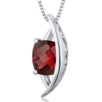 Intricate 1.75 Carats Radiant Cut Sterling Silver Garnet Pendant Style SP10380