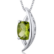 Intricate 1.50 Carats Radiant Cut Sterling Silver Peridot Pendant Style SP10382