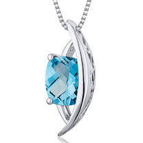 Intricate 1.50 Carats Radiant Cut Sterling Silver Swiss Blue Topaz Pendant Style SP10384