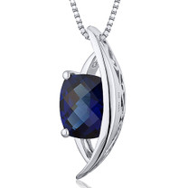 Intricate 2.00 Carats Radiant Cut Sterling Silver Blue Sapphire Pendant Style SP10390