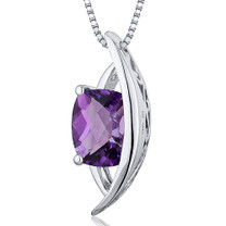 Intricate 1.50 Carats Radiant Cut Sterling Silver Amethyst Pendant Style SP10394