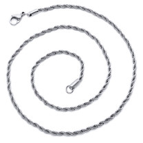 2mm Diamond Cut Stainless Steel Rope Chain Necklace available in 16, 18, 20 and 22 inch length Style SN10560