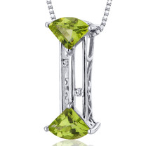 Exquisite Slider 1.75 Carats Fan Cut Sterling Silver Peridot Pendant Style SP10580