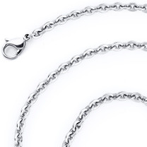 3.5mm Diamond Cut 316L Surgical Stainless Steel Hammered Cable Chain Necklace available in 22, 24, 26, 30, and 36 inch length Style SN10676