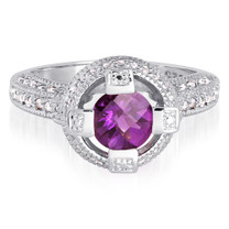 Exclusive 1.00 carat Round Shape Amethyst & White CZ Size 8 Sterling Silver Ring Style SR9164