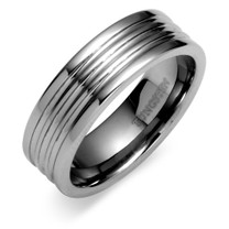 Triple Groove 8mm Comfort Fit Mens Tungsten Carbide Ring Size 13 Style SR9376