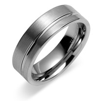 Single groove Brush Finish 8mm Comfort Fit Mens Tungsten Carbide Ring Size 13 Style SR9450