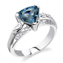 2.00 carats Trillion Cut London Blue Topaz Sterling Silver Ring in Sizes 5 to 9 Style SR2058