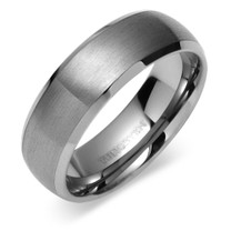 Beveled Edge Brush Finish 8mm Comfort Fit Mens Tungsten Carbide Ring Sizes 8 to 13 Style SR9384