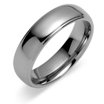 Double Grooved Rounded Top 7mm Comfort Fit Mens Tungsten Carbide Ring Size 8 to 13 Style SR9442